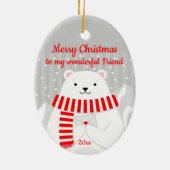 Aangepaste kerstkaart Beer Cute Friend Keramisch Ornament (Achterkant)