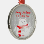 Aangepaste kerstkaart Beer Cute Friend Metalen Ornament (Rechts)