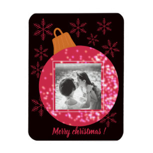 Aangepaste kerstkaart foto collage zwart magneet