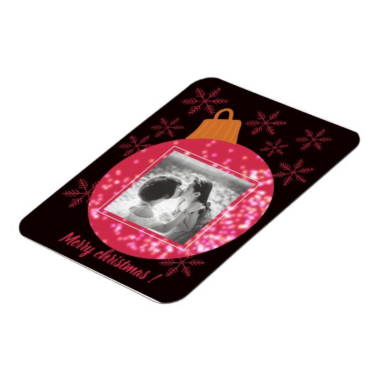 Aangepaste kerstkaart foto collage zwart magneet (Linkerzijde)