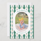 Aangepaste Kerstkaart Groene Strepen en Bogen (Voorkant)