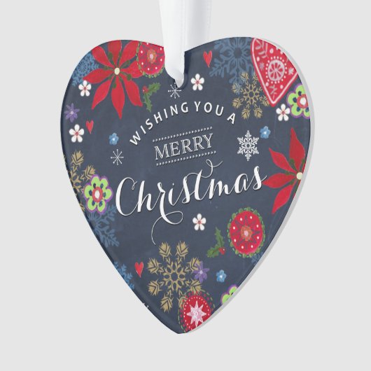 Aangepaste kerstkaart | Hart-Ornament Ornament (voorkant)