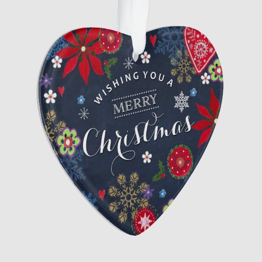 Aangepaste kerstkaart | Hart-Ornament Ornament (voorkant)