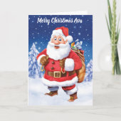 aangepaste kerstkaart Jolly Santa en speelgoed zak Feestdagen Kaart (Voorkant)