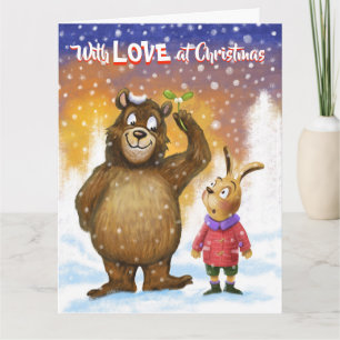 Aangepaste kerstkaart Liefde op Kerstmis Beer Kaart