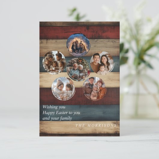 Aangepaste kerstkaart met 5 foto's Paas- collage Kaart (Staand voorkant)