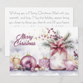 Aangepaste kerstkaart met feestelijke groet (Voorkant / Achterkant)