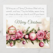 Aangepaste kerstkaart met feestelijke groet (Voorkant / Achterkant)