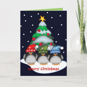 Aangepaste kerstkaart met pinguïns & tekst feestdagen kaart