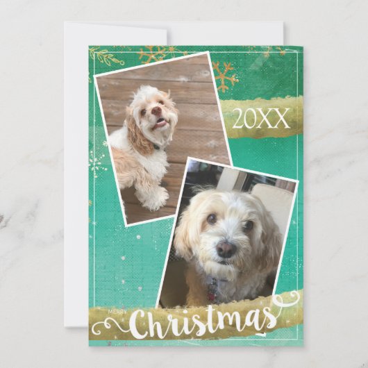 Aangepaste kerstkaart met twee foto's (Voorkant)