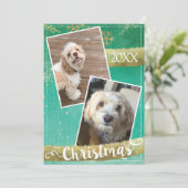 Aangepaste kerstkaart met twee foto's (Staand voorkant)