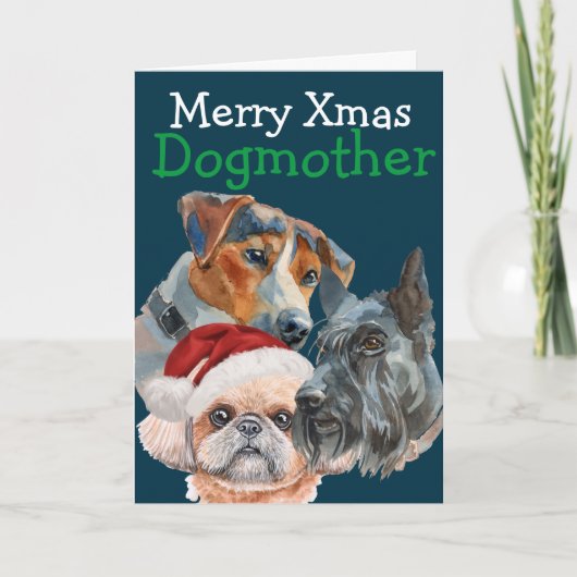 Aangepaste kerstkaart met waterverf van je hond bedankkaart (Voorkant)