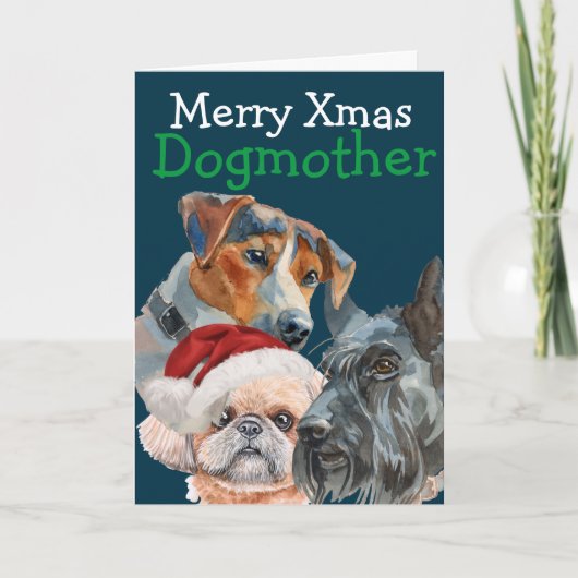 Aangepaste kerstkaart met waterverf van je hond bedankkaart (Voorkant)