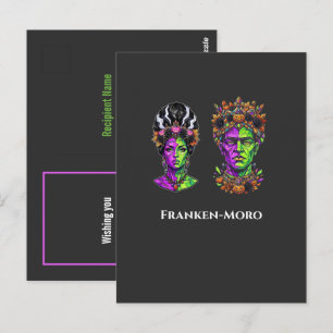 Aangepaste kerstkaart Neon Halloween Franken Moro Briefkaart