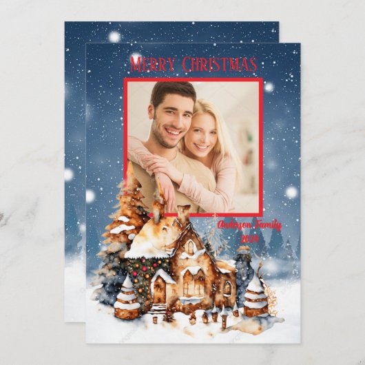 Aangepaste kerstKaart voor de fotoserie Kaart (Voorkant / Achterkant)