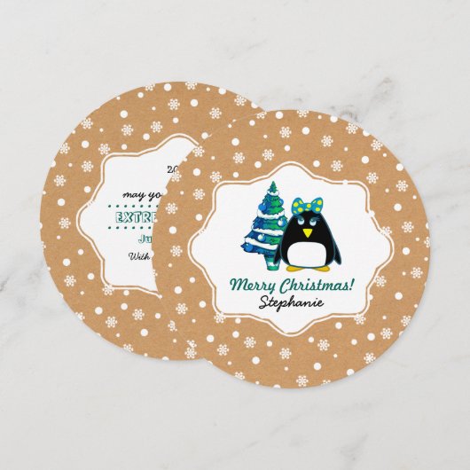 Aangepaste kerstkaarten met leuk kindernamen voor feestdagenkaart (Voorkant / Achterkant)