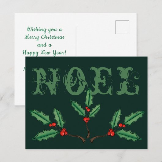 Aangepaste kerstkaarten met Noel Briefkaart (Voorkant / Achterkant)