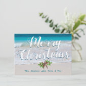 Aangepaste kerstkaarten met strandtafereel en plat feestdagenkaart (Staand voorkant)