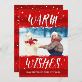 Aangepaste kerstkaarten voor foto's - Warm Wishes  Feestdagenkaart (Voorkant / Achterkant)