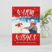 Aangepaste kerstkaarten voor foto's - Warm Wishes  Feestdagenkaart (Staand voorkant)