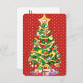 Aangepaste kerstkaartenboom en decoraties. bedankkaart (Voorkant / Achterkant)