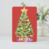 Aangepaste kerstkaartenboom en decoraties. bedankkaart (Staand voorkant)