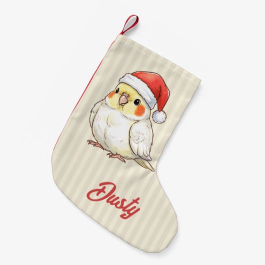 Aangepaste Kerstkakariki met kerstmuts Kleine Kerstsok (Voorkant (Hangend))