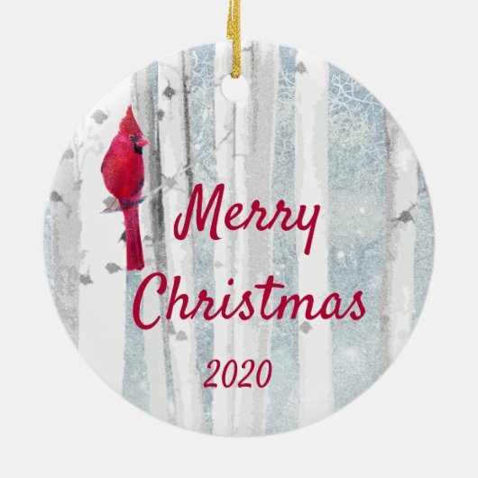 Aangepaste kerstkardinaal vogelvogelboom keramisch ornament (Achterkant)