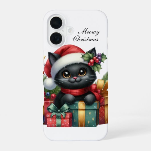 Aangepaste Kerstkat iPhone 16 Hoesje (Achterkant)
