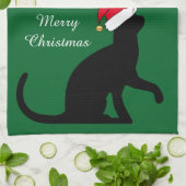 Aangepaste kerstkat Santa Green Theedoek (Gevouwen)