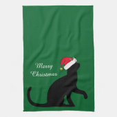 Aangepaste kerstkat Santa Green Theedoek (Verticaal)