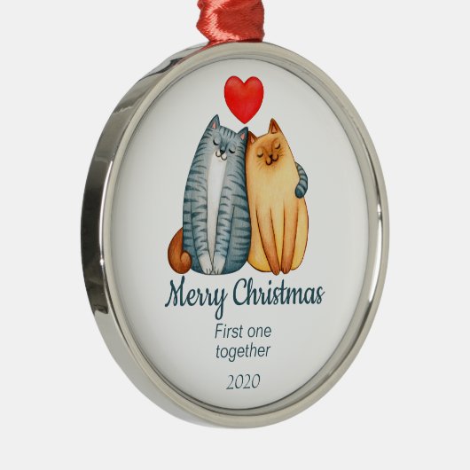 Aangepaste kerstkatten, eerste samen metalen ornament (Rechts)