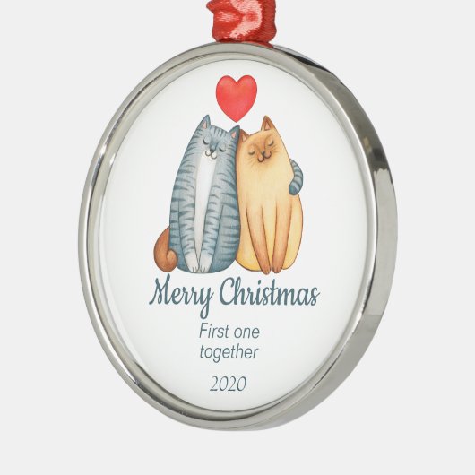 Aangepaste kerstkatten, eerste samen metalen ornament (Links)