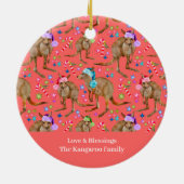 Aangepaste kerstkerst Kangaroo Roze keramische orn Keramisch Ornament (Achterkant)