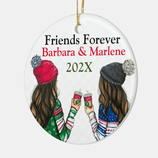 Aangepaste kerstkerstboom voor vriendschap keramisch ornament (Links)