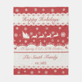 Aangepaste kerstkerstkerstkerstkerstman en deer Fl Fleece Deken (Voorkant)