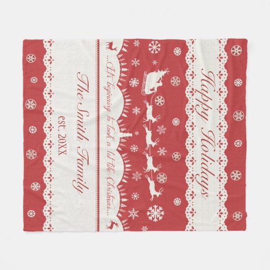 Aangepaste kerstkerstkerstkerstkerstman en deer Fl Fleece Deken (Voorkant (Horizontaal))