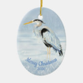 Aangepaste kerstkerstWaterverf - Grote Blauwe Hero Keramisch Ornament (Voorkant)