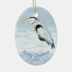 Aangepaste kerstkerstWaterverf - Grote Blauwe Hero Keramisch Ornament