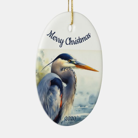 Aangepaste kerstkerstWaterverf - Grote Blauwe Hero Keramisch Ornament (Rechts)