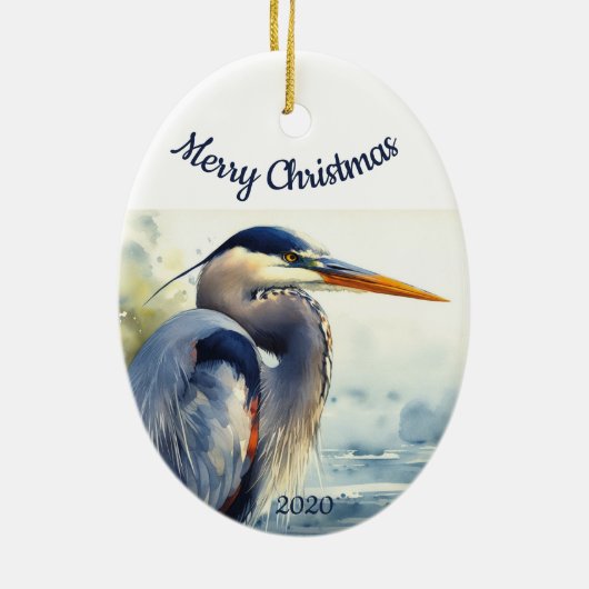 Aangepaste kerstkerstWaterverf - Grote Blauwe Hero Keramisch Ornament (Achterkant)