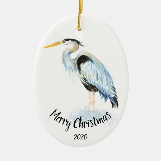 Aangepaste kerstkerstWaterverf - Grote Blauwe Hero Keramisch Ornament (Voorkant)