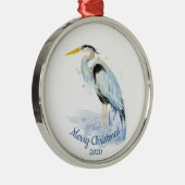 Aangepaste kerstkerstWaterverf - Grote Blauwe Hero Metalen Ornament (Rechts)