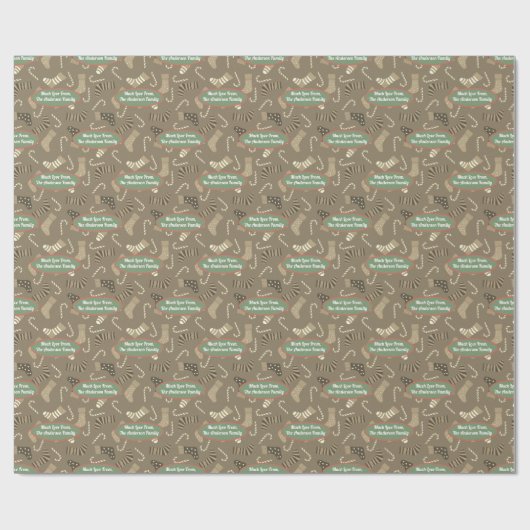 Aangepaste kerstkleppen voor Retro Candy Canes Cadeaupapier (Vlak)