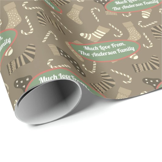 Aangepaste kerstkleppen voor Retro Candy Canes Cadeaupapier (Rol Hoek)