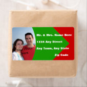 Aangepaste kerstkleuren retouradreslabels etiket (Insitu)