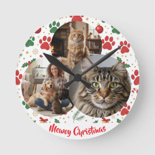 Aangepaste kerstklok voor huisdierenliefhebbers ronde klok