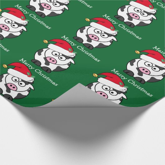 Aangepaste kerstKoe groen Cadeaupapier (Hoek)