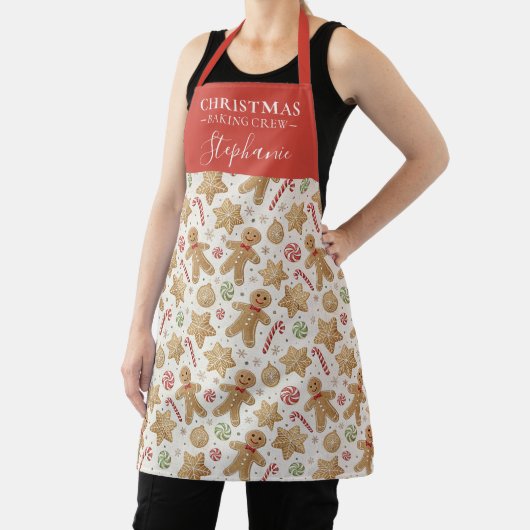 Aangepaste kerstkoek gemberkoek patroon naam schort (Insitu)