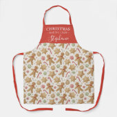 Aangepaste kerstkoek gemberkoek patroon naam schort (Voorkant)